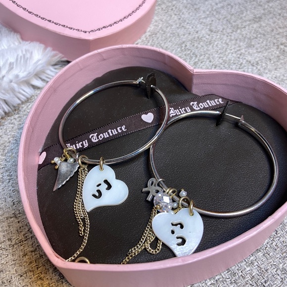 JUICY COUTURE - Hoop Silver Earrings with Dangle Charms - Picture 2 of 4